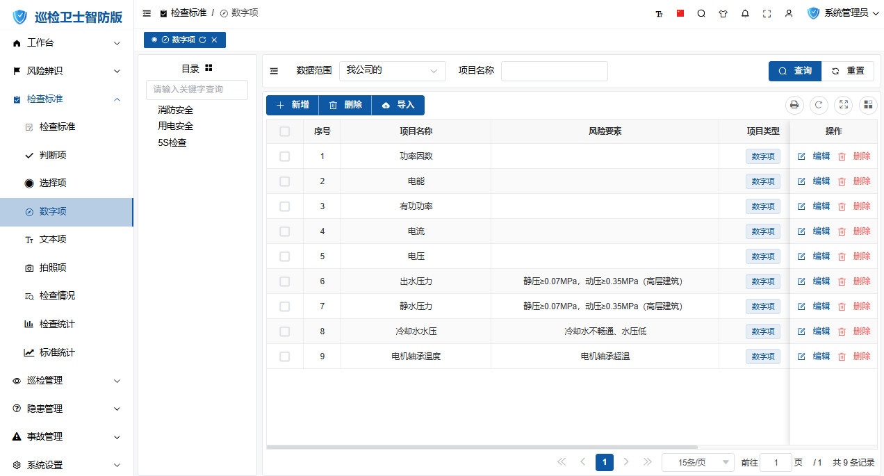 数字项列表界面